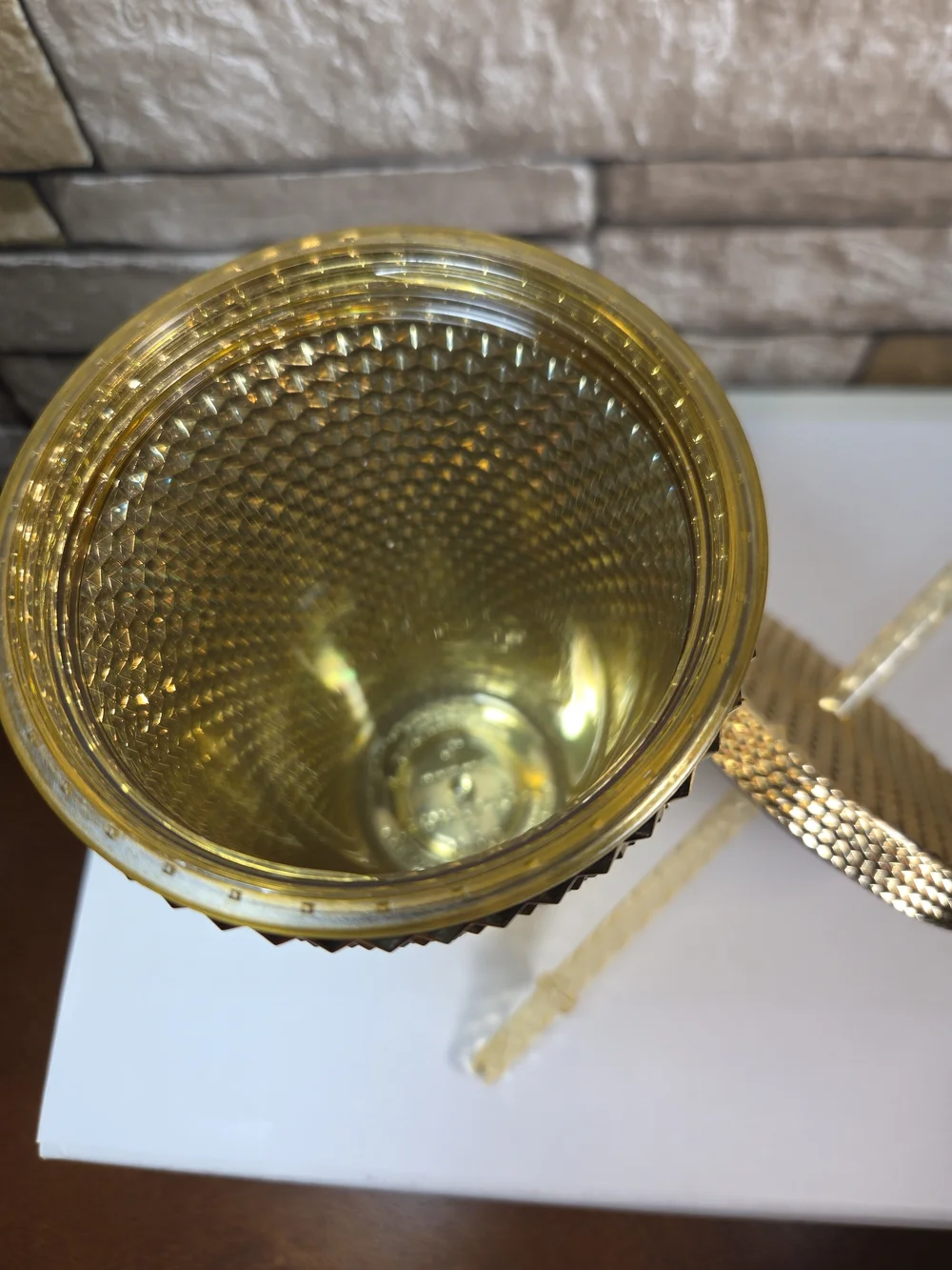 New Starbucks Metallic Gold Studded Tumbler with Straw